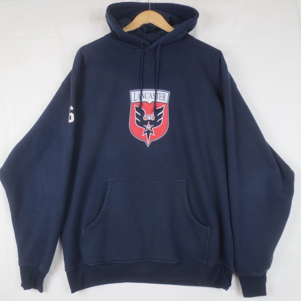 Lancaster GTM Sports Wear‎ Hoodie Mens L Blue Long Sleeve Hooded Pullover Logo